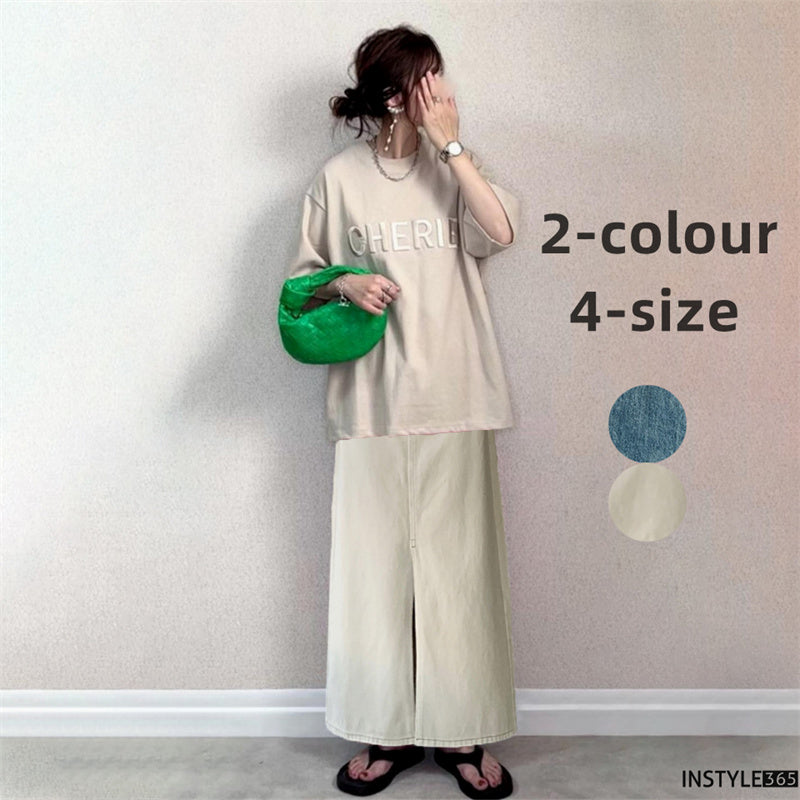 Instyle365 ファッション 2色 デニム スリット スカート