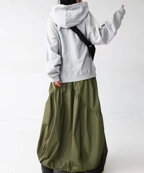 Instyle365 女の子力アープ 2色 無地 Aライン パッチワーク カジュアル スカート
