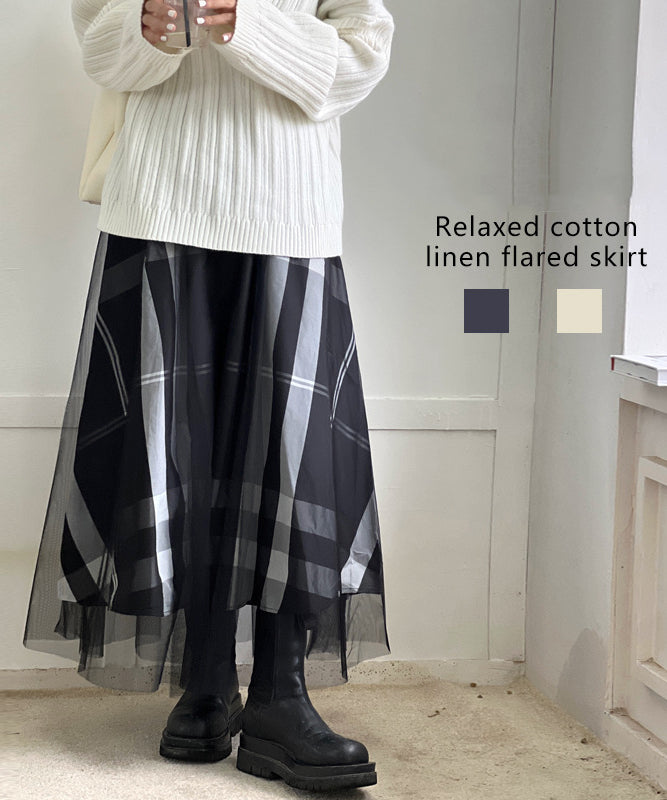 Instyle365 ins大騒ぎ 2色 ファッション チェック柄 ウェストゴム Aライン スカート