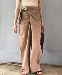 Instyle365  レディース 韓国風 ゆったり ファッション ハイウエスト ベルト付き リボン ユニーク デザイン ガウチョパンツ パンツ・ズボン