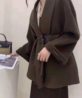 Instyle365 レディース 韓国風 シック エレガント ファッション ベルト付き ウエスト絞り 着痩せ コート