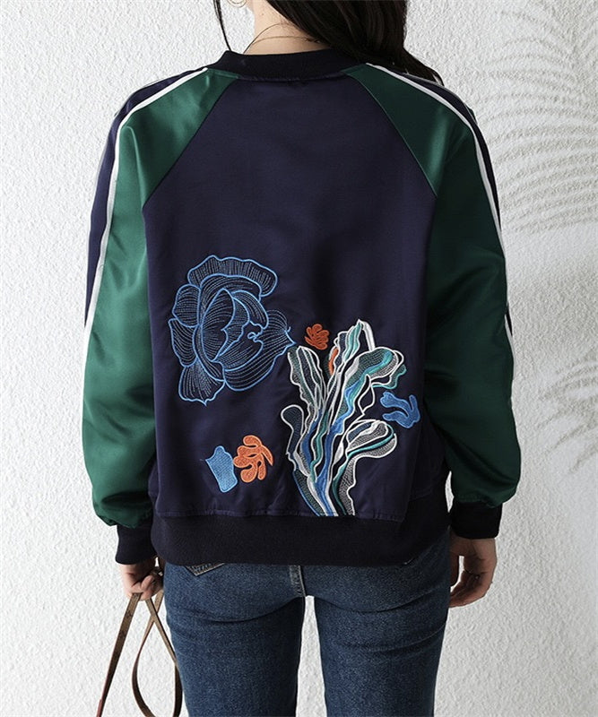 Instyle365 女の子力アープ 話題急上昇 配色 刺繍 ジャケット