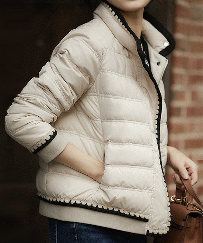 INSTYLE365 ファッション 2色 配色 スタンドカラー 中綿コート