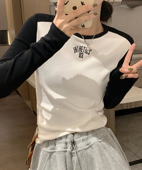 Instyle365全4色 文字 配色 トップス Tシャツ