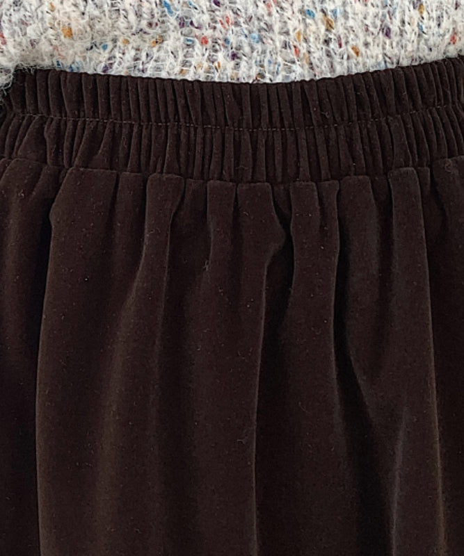 Instyle365 2色 ベルベット ソリッド ティアード スカート