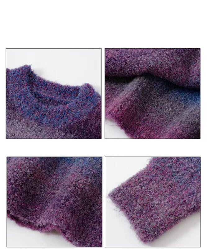 Instyle365韓国風 全5色 ゆったり グラデーション チュニック丈 ニット・セーター