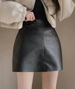 Instyle365韓国風Chic ハイウエストPU 美脚 スカート